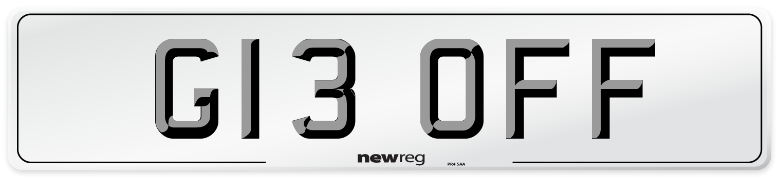 G13 OFF Number Plate from New Reg